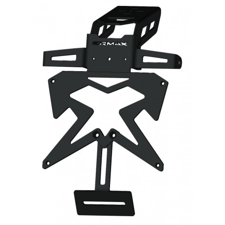sup09evo lisence plate holder d√©port√© aluminium black with support of blinkers