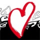 S√©rigraphie black and red hearts for nose screen