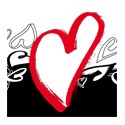 S√©rigraphie black and red hearts for nose screen